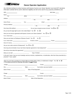 Owner Operator Application