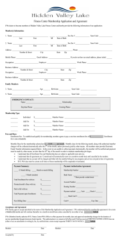 Fitness Center Membership Application and Agreement