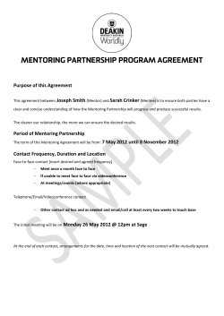 MENTORING PARTNERSHIP PROGRAM AGREEMENT Purpose of this Agreement Joseph Smith