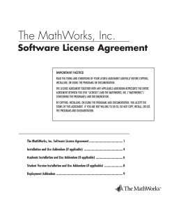 The MathWorks, Inc. Software License Agreement