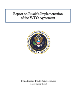 Report on Russia’s Implementation of the WTO Agreement  United States Trade Representative
