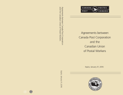 Agreements between Canada Post Corporation and the Canadian Union