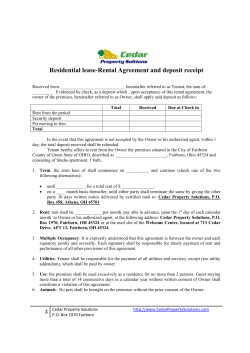 Residential lease-Rental Agreement and deposit receipt