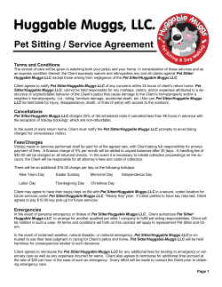 Pet Sitting / Service Agreement Terms and Conditions