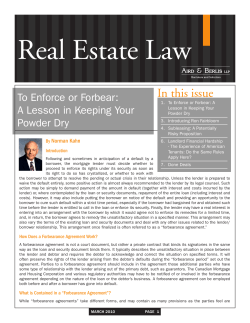 Real Estate Law In this issue To Enforce or Forbear: