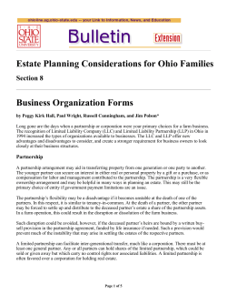 Estate Planning Considerations for Ohio Families Business Organization Forms Section 8