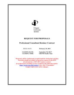 REQUEST FOR PROPOSALS Professional Consultant Retainer Contract