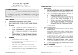 KELLY SERVICES (NZ) LIMITED Individual Employment Agreement –