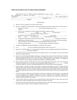 FORM 10A.28A DEED IN LIEU OF FORECLOSURE AGREEMENT