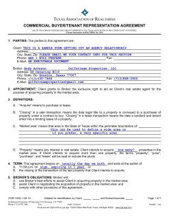 T A R COMMERCIAL BUYER/TENANT REPRESENTATION AGREEMENT