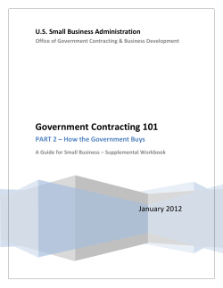 Government Contracting 101 U.S. Small Business Administration