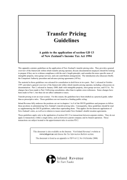 Transfer Pricing Guidelines A guide to the application of section GD 13