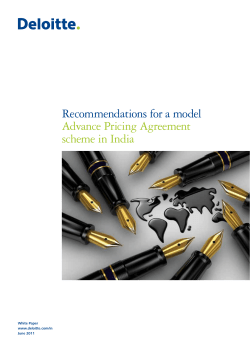 Recommendations for a model Advance Pricing Agreement scheme in India White Paper