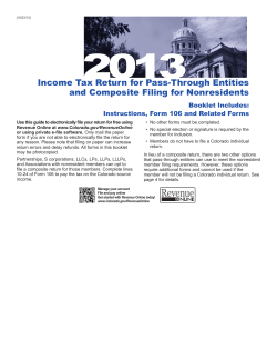 2013 Income Tax Return for Pass-Through Entities and Composite Filing for Nonresidents