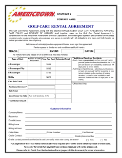 GOLF CART RENTAL AGREEMENT  CONTRACT # COMPANY NAME: