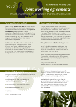 Joint working agreements Developing agreements between voluntary or community organisations