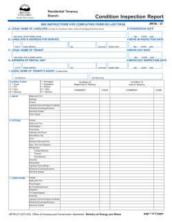 Condition Inspection Report Residential Tenancy Branch #RTB &ndash; 27