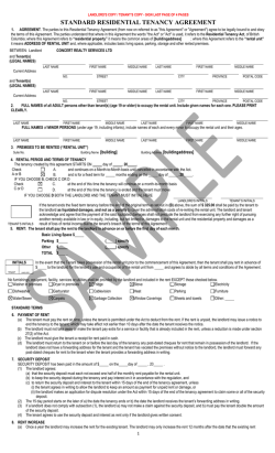 STANDARD RESIDENTIAL TENANCY AGREEMENT