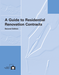A Guide to Residential Renovation Contracts Second Edition Canadian