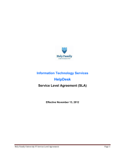 HelpDesk  Information Technology Services Service Level Agreement (SLA)