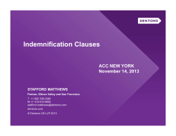 Indemnification Clauses ACC NEW YORK November 14, 2013 STAFFORD MATTHEWS