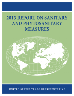 2013 REPORT ON SANITARY AND PHYTOSANITARY MEASURES UNITED STATES TRADE REPRESENTATIVE