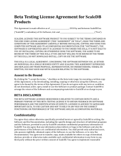 Beta Testing License Agreement for ScaleDB Products