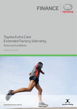 Toyota Extra Care Extended Factory Warranty Terms and Conditions toyotaextracare.com.au