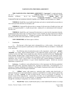 PARTICIPATING PROVIDER AGREEMENT THIS PARTICIPATING PROVIDER AGREEMENT Agreement Effective Date