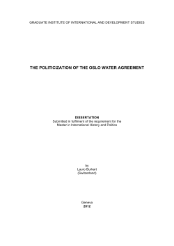 THE POLITICIZATION OF THE OSLO WATER AGREEMENT
