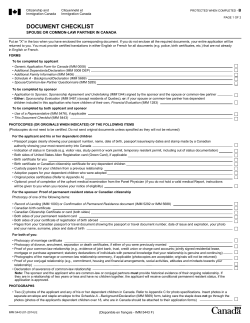 DOCUMENT CHECKLIST B SPOUSE OR COMMON-LAW PARTNER IN CANADA