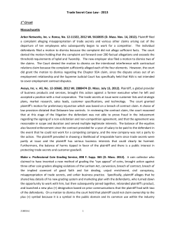Trade Secret Case Law - 2013