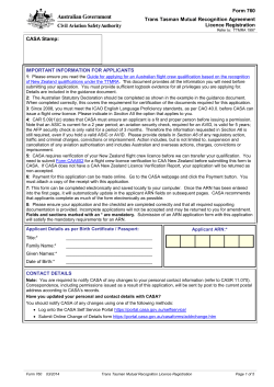 Form 760 Trans Tasman Mutual Recognition Agreement Licence Registration