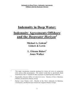 Indemnity in Deep Water: Deepwater Horizon Michael A. Golemi