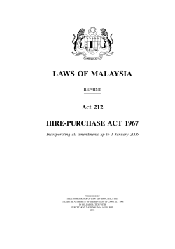 LAWS  OF  MALAYSIA HIRE-PURCHASE ACT  1967 Act  212 Hire-Purchase