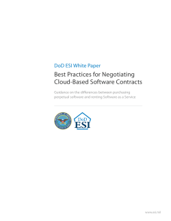 Best Practices for Negotiating Cloud-Based Software Contracts DoD ESI White Paper