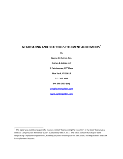 NEGOTIATING AND DRAFTING SETTLEMENT AGREEMENTS  