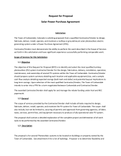 Request for Proposal Solar Power Purchase Agreement