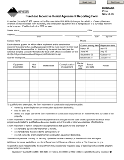 Purchase Incentive Rental Agreement Reporting Form MONTANA PIRA New 05-09