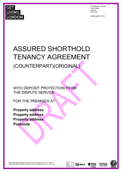 ASSURED SHORTHOLD TENANCY AGREEMENT (COUNTERPART)(ORIGINAL) WITH DEPOSIT PROTECTION FROM
