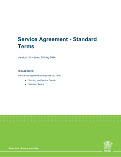 Service Agreement - Standard Terms – dated 30 May 2014 Version 1.0