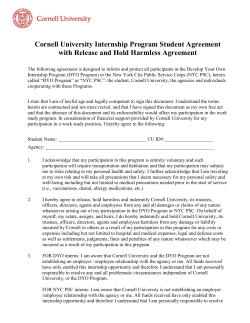 Cornell University Internship Program Student Agreement
