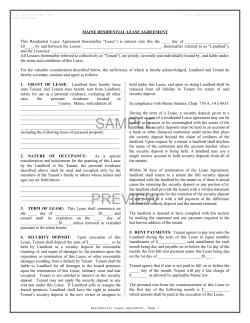 MAINE RESIDENTIAL LEASE AGREEMENT