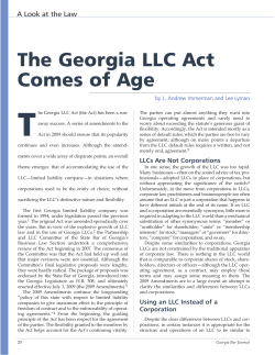 T The Georgia LLC Act Comes of Age