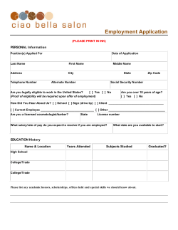 Employment Application (PLEASE PRINT IN INK) PERSONAL Information