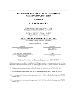 SECURITIES AND EXCHANGE COMMISSION WASHINGTON, D.C.  20549 FORM 8-K CURRENT REPORT