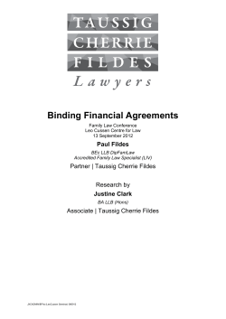 Binding Financial Agreements Paul Fildes Justine Clark