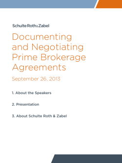 Documenting and Negotiating Prime Brokerage Agreements