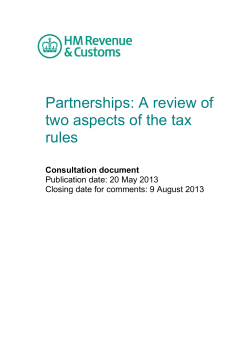 Partnerships: A review of two aspects of the tax Consultation document
