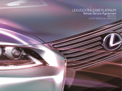 LEXUS EXTRA CARE PLATINUM Vehicle Service Agreement offered by LEXUS FINANCIAL SERVICES
